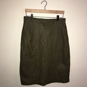Jacqueline Ferrar | Vintage Olive Leather Skirt